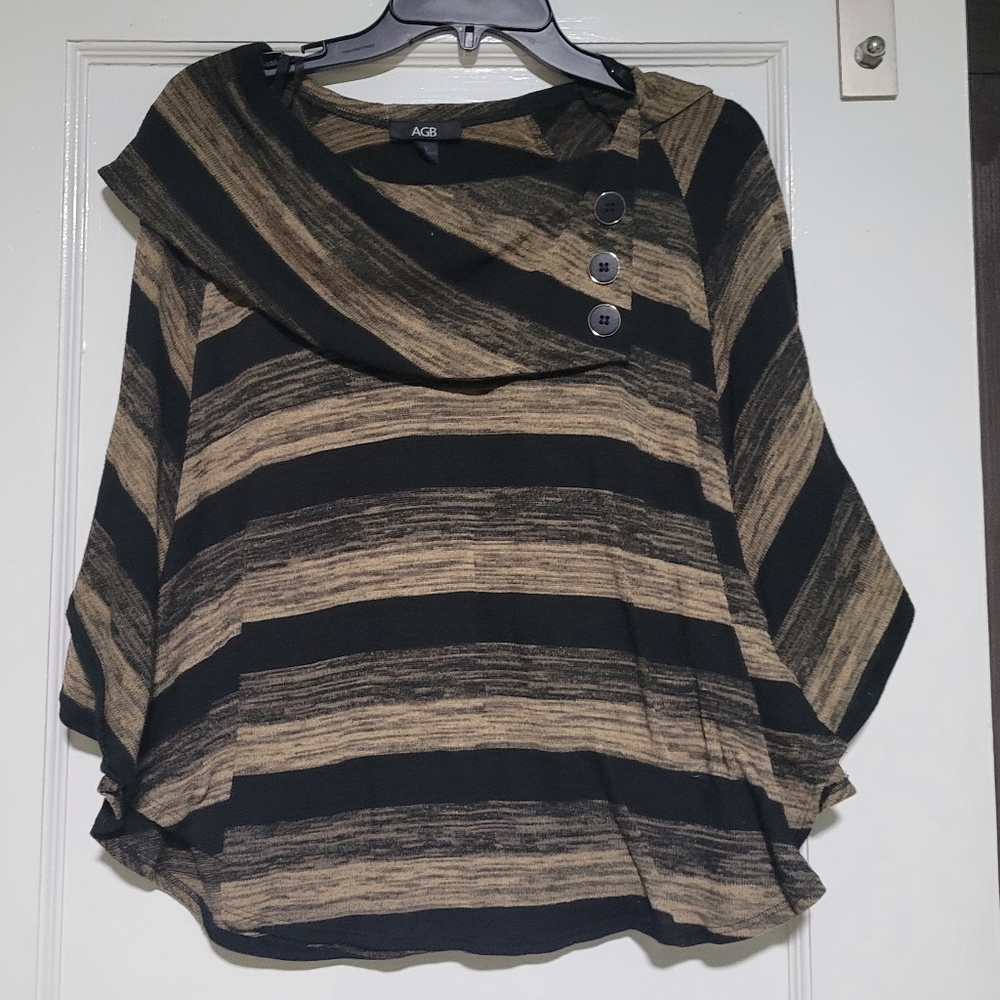 AGB Poncho Style Brown Sweater Sz Small